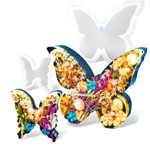 Dacies Butterfly Resin Molds Set 5'' Large Ornaments Silicone Epoxy Resin Deep Casting Mold DIY 2 Sizes Butterflies Art Craft Mould for Flower Preservation Bookends Insect Specimen Christmas Home Decorations