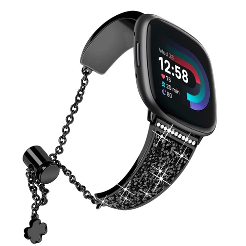 YOFUNTLE Compatible for Fitbit Sense 2/Sense/Versa 4/ Versa 3 Bands,Women Jewelry Rhinestone Metal Bling Bracelet Adjustable Replacement Strap Wristband for Versa 3/4 and Sense/Sense 2