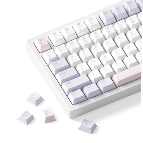 dokodoko Dream Bunny Keycaps - PBT Cherry Profile, Dye-Sub, 168 Keys, Cute Minimalist Pastel Set for Mechanical Keyboards