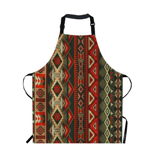 EKOBLA Aztec Print Aprons American Style Decorative Geometric Ornament Tribal Design Waterproof Resistant Chef Cooking Kitchen BBQ Adjustable Aprons for Women Men 27x31 Inch