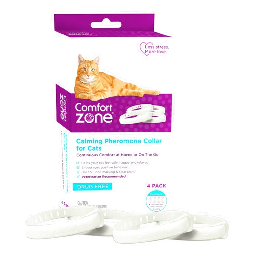 Comfort Zone Cat Calming Collar Value Pack: 4 30-Day Calming Collars for 120 Days of Calm; Cat Pheromones Help Anxiety, Reduce Stress, Urine Marking, Scratching; Indoor or Outdoor Cats; Long-Lasting