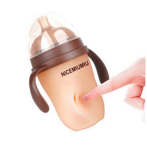 NICEMIUMIU Silicone Nipple Breastfeeding Baby Bottle - Anti Colic Slow Flow Nipple 8oz Breast Feeding Baby Bottle Newborn Infant New Month Baby Boy Girl Natural Soft Silicone Formula Milk Cup