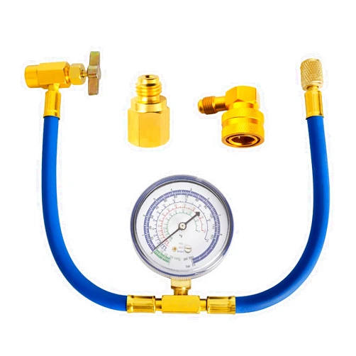 Belleone R134a Refrigerant Recharge Kit, AC Recharge Hose Kit with Gauge, R134a Freon Can Tap Recharging Hose with Detachable R134a Quick Coupler, R134a Self-Sealing Adapter for AC Refrigerant System