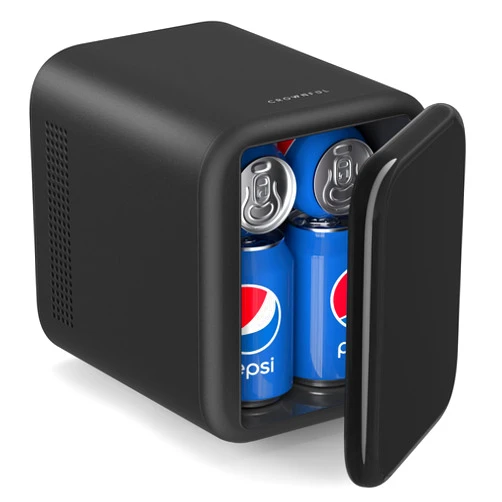 CROWNFUL Mini Fridge, 4 Liter/6 Cans Portable Skincare Fridge, AC/12V DC Cooler and Warmer Personal Refrigerator for Bedroom, Car, Dorm, Office, Food, ETL Listed Black