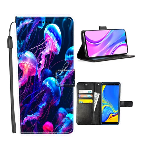 DAFEI Wallet Case for Moto G Stylus G Play G G Fast G Pure G Power Edge Edge+ Edge 20 Edge with Jellyfish-AG9 Design PU Leather Flip Folio Kickstand