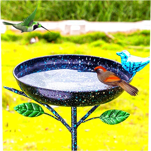 Qipade Metal Bird Bath with Garden Stake, Lightweight Birdbath Detachable, Rustproof Cast Iron Bird Decorative Bird Baths for Garden, Yards Lawn Patio, Bird Lovers Gift, 41 Inches Tall