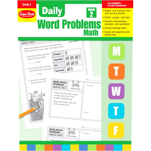 Evan Moor Evan-Moor Daily Word Problems, Grade 2, Homeschooling & Classroom Resource Workbook, Problem-Solving Real Life Math Skills, Reproducible Worksheet ... Shapes, Patterns (Daily Word Problems Math)