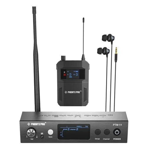 Phenyx Pro UHF Mono Wireless in-Ear Monitor System, Metal Wireless IEM System, Bodypack Receiver, 50 Adjustable Frequencies, Separate Outputs, 164ft Operation, Suitable for Band and Studio (PTM-11)