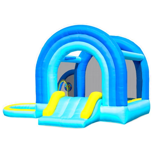 Outfunny Bounce House with Slide, Inflatable Bouncy House for Kids 3-12 w/Ball Pit, Outdoor & Indoor, Bounce Area 8'x8', Capacity 400 lb - Blue