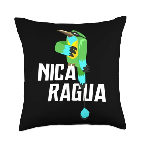Nicaragua Patriot Torogoz Nicaragüense Nicaraguan Nicaragua Nica Motmot Torogoz Nicaraguense Throw Pillow, 18x18, Multicolor