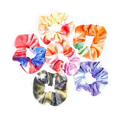 MOONBCT 6 Pack Tie-dyed Hair Scrunchies Fading Color Velvet Ponytail Holder Bobbles Elastic Hair Ties Hair Bands Bracelet Hair Accessories for Women and Girls Dance,Bachelorette Weekend