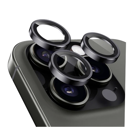 Upcommon UARMOR Camera Lens Protector for [iPhone 16 Pro & 16 Pro Max] 9H Tempered Glass & Aluminum Cover, HD Clear, Easy Installation Kit, Case Friendly, Anti Scratch, Shatterproof [ Black ]