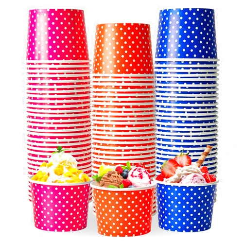 LITOPAK 12 oz 120 Packs Ice Cream Cups, Disposable Dessert Cups, Ice Cream Bowls for Cold or Hot Food, Paper Dessert Cups, and Coloured Paper Cups for Soups，Sundaes, and Ice Cream. (Pink Orange Blue)
