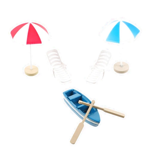 KOMBIUDA 1 Set Beach Sand Table Decoration Miniature Beach Ornaments Dollhouse Beach Chair Mini Beach Ornaments Miniature Sailing Boat Model Mini Sailing Boat Resin Crafts Succulents Child