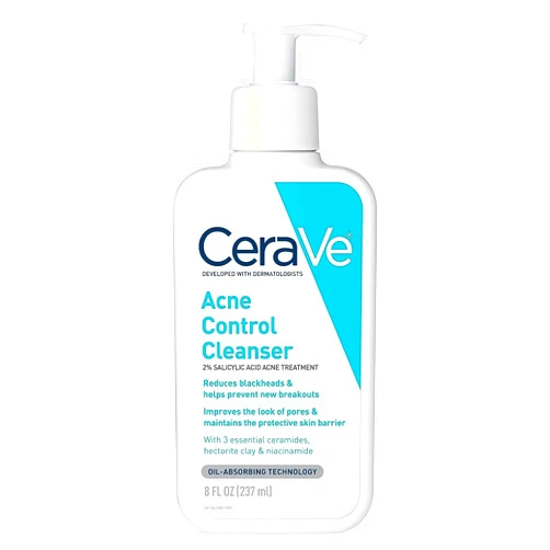 CeraVe Acne Treatment Face Wash | Salicylic Acid Cleanser with Purifying Clay, Niacinamide, and Ceramides | Pore Control and Blackhead Remover | 8 Ounce