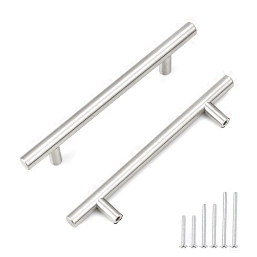 Probrico 10 Pack 128mm(5inch) Hole Centers Cabinet Handles Stainless Steel Cabinet Pulls Cabinet Knobs Length 192mm(7.5inch) Brushed Nickel