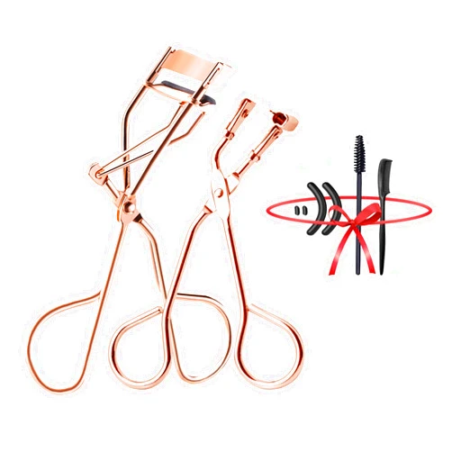 RUNWORLDTECH Eyelash Curlers Set with Regular & Mini Precision Eyelash Curler,Partial Lash Curler with Useful Gifts 1 Separator Comb 4 Extra Refills Pads 1 Disposable Mascara Wand Rose Gold
