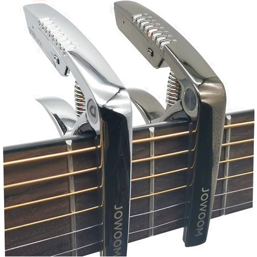 YUEKO Personality Advanced Capo-Tuner 2-in-1 for Acoustic Guitar with USB Rechargeable Battery/LED Edge Lighting Display Guitar Capo Universal Accessories (Capo-Tuner 2-in-1 Black)