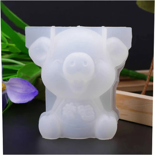 UNTERING Silicone Mold Pig Cute 3D Solid Piggy Year Chinese Words Lucky Molds DIY Epoxy Resin Tools Jewelry Making Cake Fondant Handmade Crafts Gifts
