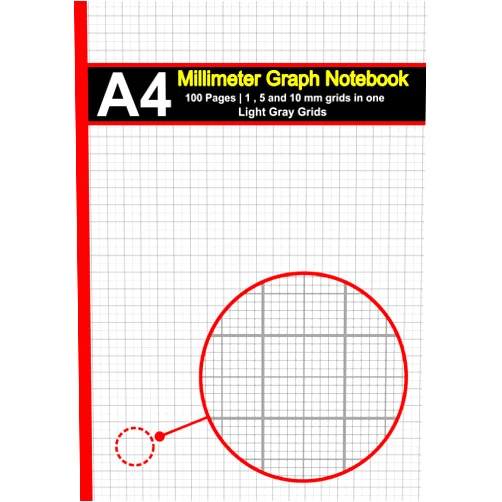 Metebf Designs A4 Millimeter Graph Paper Notebook: A4 | 100 Pages | Light Gray Grids | Combined 1 mm, 5 mm, and 10 mm Square Grids | Ideal for Precision Drawings, Graphs, and Diagrams.