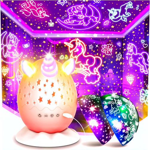 DEVRNEZ Unicorn Night Light Kids Toys 2 in 1 Unicorns & Starry Sky Nights Lights Projector for 3 4 5 6 7 8 9 10 11 12 Year Old Girls, Night lamp for Bedroom Star Projector Birthday Gifts for Kids 3-12