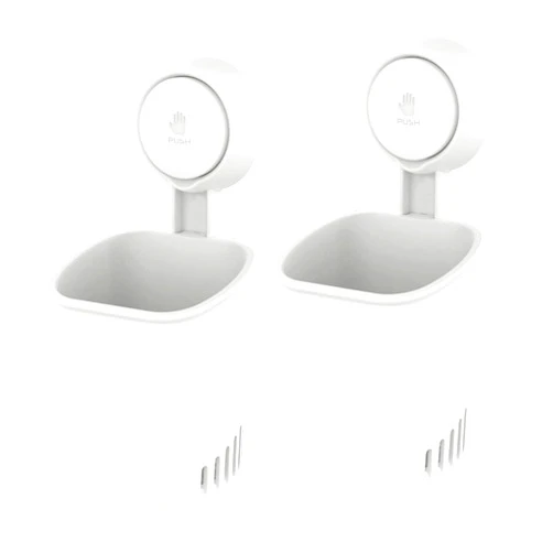 LEVERLOC Toothbrush Holder Suction Cup Wall Mounted, 2 Packs Shower Toothbrush Holder for Bathroom Drill-Free Electric Toothbrush Toothpaste Razor Holder Removable Self Draining for Kitchen