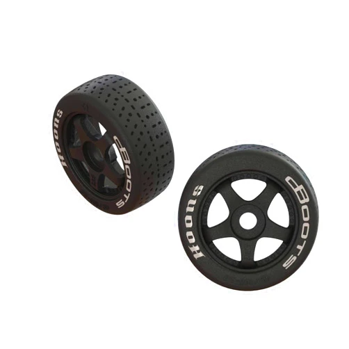 ARRMA Dboots Hoons 42/100 2.9 Belted Rc Tires with Foam Inserts, Mounted On 5-Spoke Black Wheels (Set of 2): ARA55062
