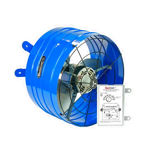 QuietCool AFG PRO-2.0 Attic Fan for Gable Vents - 1945 CFM - Adjustable Thermostat - 20ft Power Cord - Plug-and-Play - Two Speed Capable
