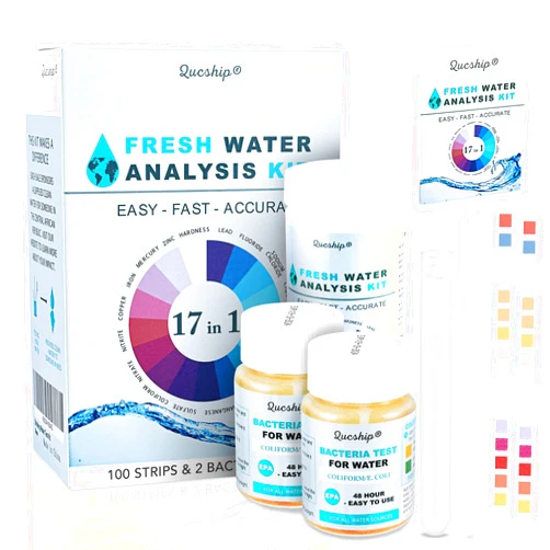 Qucship 17 in 1 Water Test Kit with Tube and Dropper, Drinking Water Test Kit to Detect Hardness, Lead, E.Coli, Etc. Accurate Water Testing Kits for Drinking Water for Tap and Well Water Tests