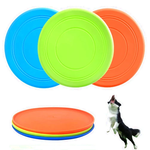 XIGOU Dog Flying Disc, 3 Pack Dog Flyer Dog Toy, Dog Soft Rubber Interactive Lightweight Flying Disc Dog Toy for Small Large Dogs - Floats in Water & Safe on Teeth, 7 inch.