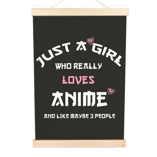 LZYRF Just A Girl Who Really Loves Anime Wall Art Poster Framed, Anime Lovers Gifts for Girls Canvas Prints Wall Decor for Home Girls Bedroom Apartment Dorm Room, 12x16 Inch