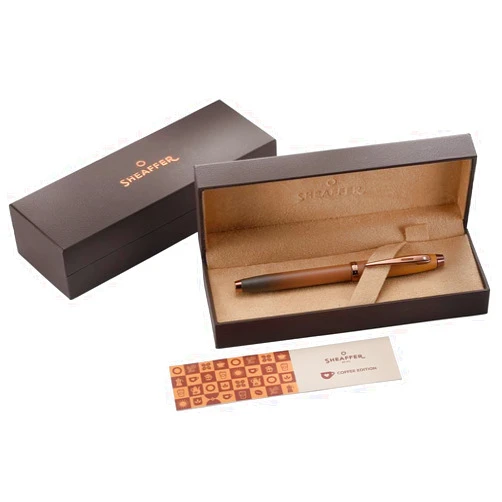 Sheaffer 100 9374 Coffee Edition Matt Brown Fountain Pen with Regal Brown PVD Signature mid band and White Dot of excellence - Fine Point