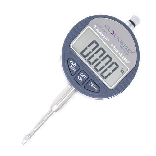 Clockwise Tools Digital Indicator, DIGR-0105N 0-1 Inch/25.4 mm, Inch/Metric Conversion, No Auto Off