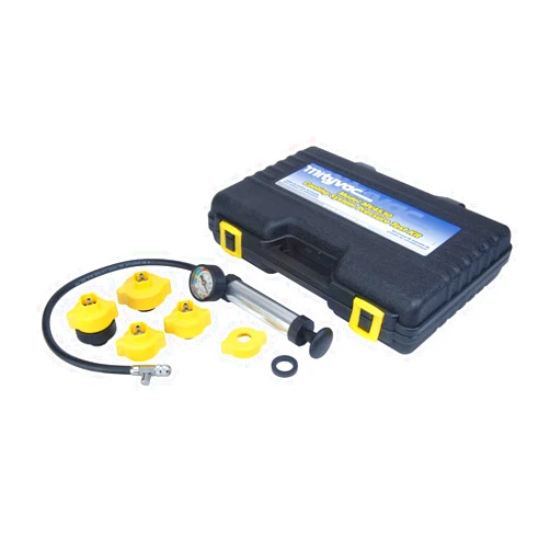 Mityvac MV4530 Automotive Cooling System Pressure Test Kit, Hand-Operated, Push-Button Valve, Self-Locking Quick-disconnects, Includes 4 Radiator/Coolant Bottle-Neck Adapters, Custom Molded Case