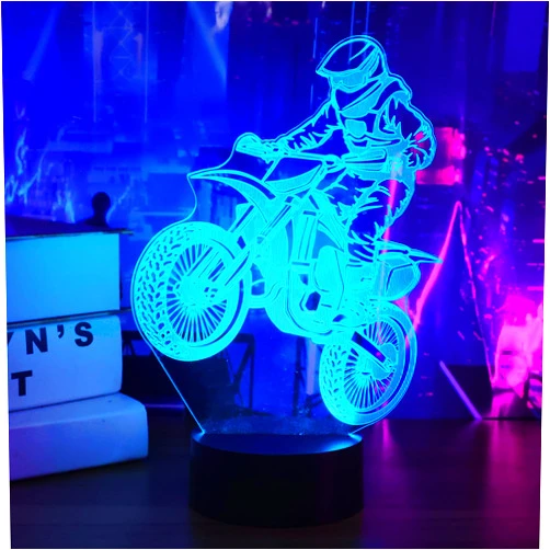 OkiyiD Dirt Bike Gifts for Boy, 3D Illusion Lamp, 3D Dirt Bike Night Light with 16 Colors Remote and Touch Control, Motor Bike Decor for Kids Room, Girls Birthday Gifts