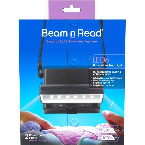 Beam n Read LED 6 Hands-Free Task Light; Extra Wide & Extra Bright Light from 6 LEDs Plus 2 Blue Light Blocking Relaxation Filters