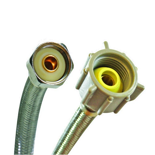 Fluidmaster B4T16U Toilet Connector With Size Adaptors, Braided Stainless Steel - 3/8 Compression, 7/16 Compression, 1/2 Compression, or 1/2 F.I.P. Thread x 7/8 Ballcock Thread, 16-Inch Length, Iron