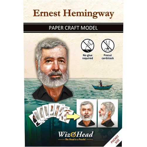 WIZHEAD - THE HEAD IS A PUZZLE! - Ernest Hemingway - Paper Craft Model, Home Décor
