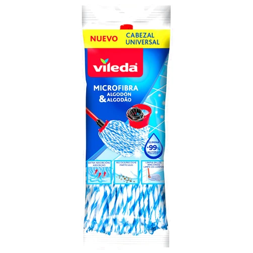 Vileda 77673 MOP Microfiber Cotton 139057, Estándar, Black/White