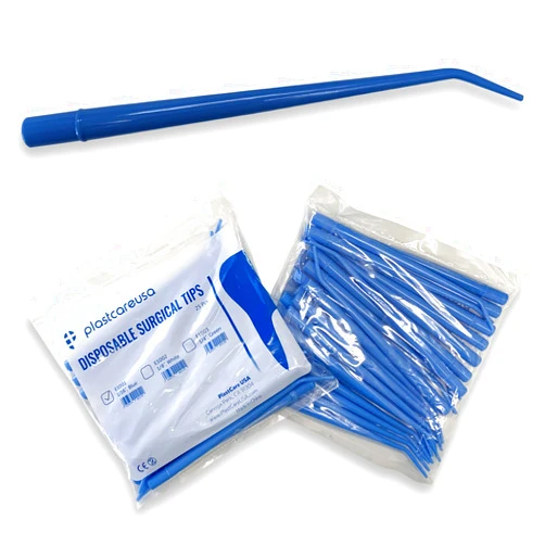 PlastCare USA 100 Dental Surgical Aspirator Blue Suction Tips, 1 16 Diameter, 4 Bags
