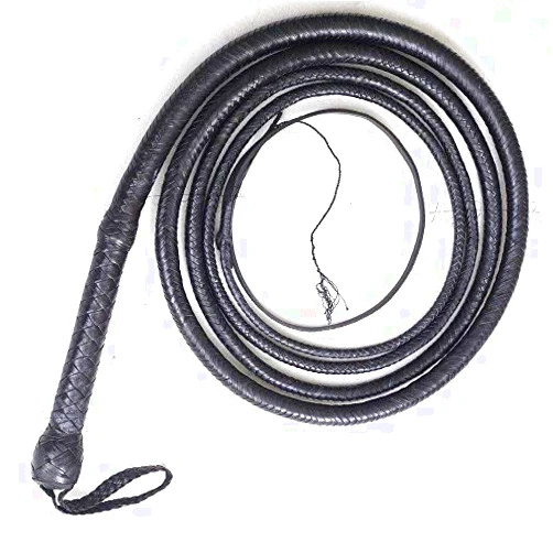 Ardour Crafts Kangaroo Hide Bull Whip 06 to 16 Feet, 12 Plaits Custom BULLWHIP Belly and Bolster Construction Indiana Jones Style Heavy Duty Black (12 FEET)