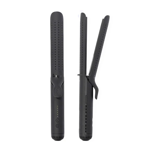 L'ANGE HAIR Le Duo Grande 360° Airflow Styler | 2-in-1 Curling Wand & Titanium Flat Iron Hair Straightener | Professional Hair Curler with Cooling Air Vents to Lock in Style | Adjustable Temp (Black)
