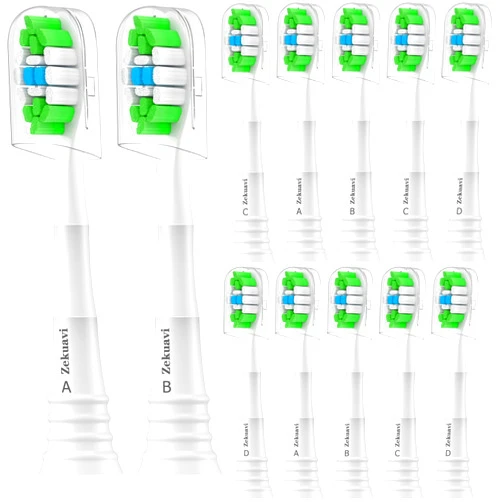 Zekuavi Replacement Heads Compatible with Phillips Sonicare Electric Toothbrush, Toothbrush Replacement Brush Head Fits for Philips Sonicare Protective Expert Daily 4100 1100 5100 6100, 12 Pack, White