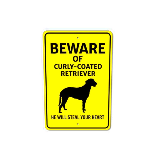 Lizton Sign Shop Curly-Coated Retriever Dog Beware He Will Steal Your Heart K9 Sign - 8