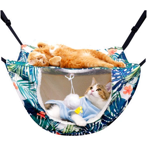 TIRTI Cat Cage Hammock, Double Layer Soft Plush Hanging Pet Bed, Suitable for Indoor Cats Kitten Ferret Hamster Rabbit or Small Animals, 2 Level Comfortable Hammock Bed for Spring/Summer/Winter