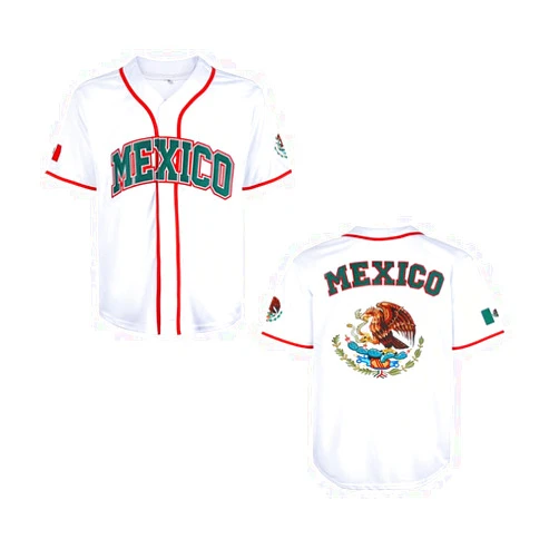 THE GROSS SISTERS Youth Mexico Eagle Jersey Button Down Short Sleeve Hip Hop Jersey Stitched