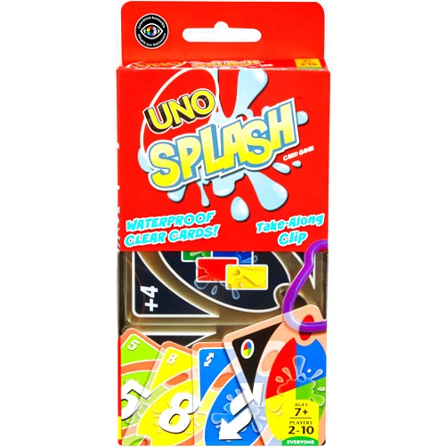 Mattel Games ​UNO Splash Card Game for Outdoor Camping, Travel and Family Night with Water-Resistent Plastic Cards