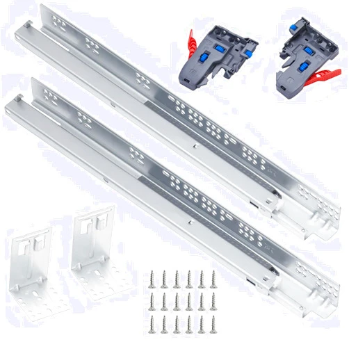 Coralov Undermount Drawer Slides 18 inch Soft Close with 3D Adjustment Clips, Undermount Full Extension Drawer Slide with Rear Mounting Brackets and Screws, face Frame or Frameless Application - 6 Pairs