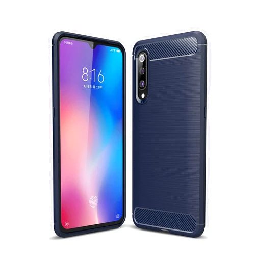 CruzerLite Case Compatible with Xiaomi Mi 9 Case, Carbon Fiber Shock Absorption Slim Case for Xiaomi Mi 9 (Blue)