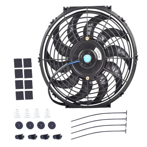 GESEXI 12 Inch Slim Fan Push Pull Electric Radiator Cooling Fan Universal High Performance 12V 80W Motor with Fan Mounting Kit (Black)